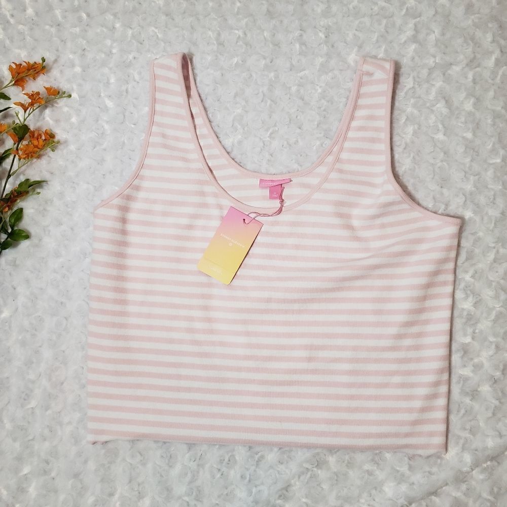 Stoney Clover Lane x Target size 1x light pink and white cropped tank top